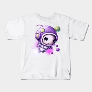 A Journey into Space with Astronaut Purple and Fluffy Kids T-Shirt